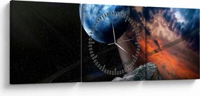 Tablou planetei în cosmos (cu ceas) (90x30 cm)