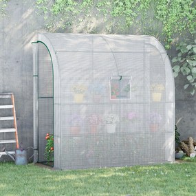 Outsunny 7' x 3' x 7' Outdoor Walk-In Greenhouse, Plant Nursery with Roll-up Windows, PE Cover, and 3 Wire Shelves, White | Aosom Romania