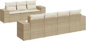 vidaXL Set canapele de grădină, 8 piese, cu perne, bej, poliratan