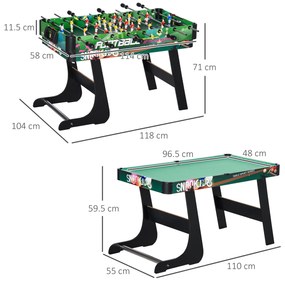 HOMCOM Masă de Jocuri 6 în 1 cu Fotbal de Masă, Biliard, Air Hockey, Tenis de Masă, Hockey pe Iarbă, 118x104x71 cm | Aosom Romania
