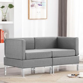 Canapele de colt modulare cu perne, 2 buc., gri deschis, textil Gri deschis, 2x corner sofas