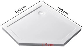 Celtic 100x100 cm cabină de duș pentagonală cu tavă de duș