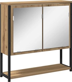 vidaXL Dulap cu oglindă Stejar Artizanal 60 x 16 x 60 cm Lemn compozit