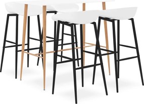 vidaXL Set mobilier de bar, 5 piese, alb