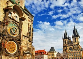 Tablou pe sticlă - Ceasul astronomic din Praga (70x50 cm)