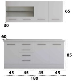 Set mobila bucatarie Alfa 180 cm, culoare alb