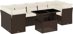 vidaXL Set canapele de grădină cu perne, 8 piese, maro, poliratan