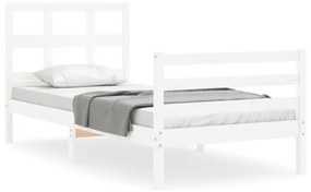 3194817 vidaXL Cadru de pat cu tăblie, alb, 90x200 cm, lemn masiv