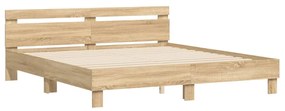 3207401 vidaXL Cadru de pat cu tăblie stejar sonoma 180x200 cm lemn prelucrat