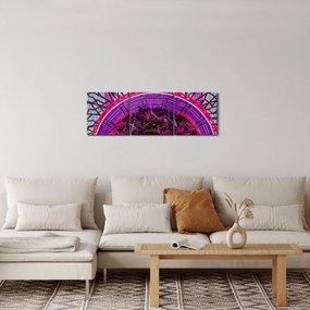 Tablou abstrac - crengi violete (cu ceas) (90x30 cm)