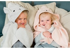 Prosop cu glugă pentru copii gri din bumbac 76x76 cm Rabbit – Kindsgut