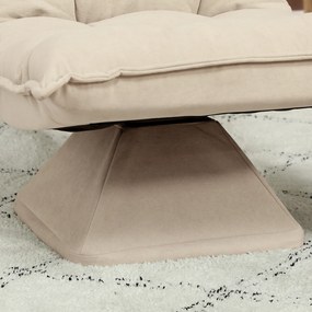HOMCOM Fotoliu Relax Rotativ 360° cu Spătar Reglabil în 5 Poziții, Fotoliu de Podea cu Șezut Căptușit Gros în Material Textil cu Aspect de In, pentru Living, Lectură, 62x70x95 cm, Bej | Aosom Romania
