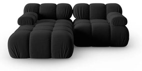 Colțar negru cu tapițerie din catifea (colț stânga) Bellis – Micadoni Home