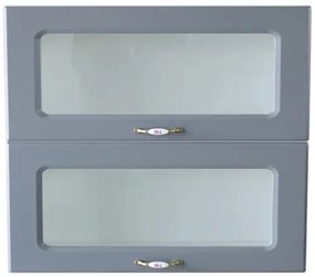 Corp superior vitrina 80 cu 2 usi orizontale Zebra MDF gri dungi