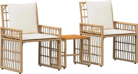 vidaXL Set de Mobilier pentru Exterior 3 pcs Alb Natural și Crem