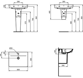 Lavoar Ideal Standard Connect Air Cube 60x46 cm, alb - E074201