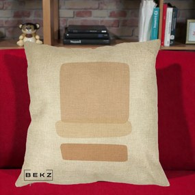 Perna Decorativa Abstract Forme Bej Poudre, 40x40 cm, Crem, Husa Detasabila, Perna Inclusa, BEKZ®