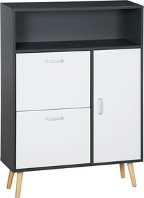 HOMCOM Pantofar Spațios cu 2 Uși Rabatabile și Raft Deschis, Design Modern, Gri și Alb | Aosom Romania