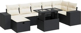 vidaXL Set mobilier de grădină cu perne, 5 piese, negru, poliratan