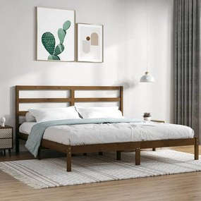 vidaXL Cadru de pat, maro miere, 200x200 cm, lemn masiv de pin
