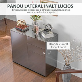 HOMCOM Comodă Modernă pentru Living cu 2 Dulapuri și 2 Sertare, Sistem Deschidere Prin Apăsare, 79x36x74cm, Negru Lucios | Aosom Romania