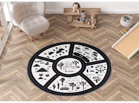 Covor de joacă pentru copii alb-negru lavabil ø100 cm My Home – Vitaus