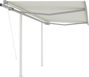 vidaXL Copertină retractabilă automat cu stâlpi, crem, 3x2,5 m