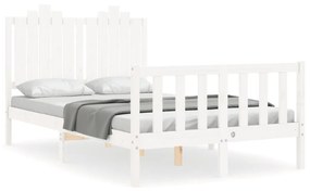 3192292 vidaXL Cadru de pat cu tăblie, alb, 120x200 cm, lemn masiv