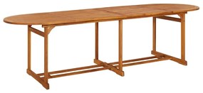 Set de masa pentru gradina, 11 piese, lemn masiv de acacia Maro, Lungime masa 280 cm, Fara cotiera, 11