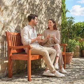 Outsunny Banc de grădină Banc exterior 2 locuri cu husă impermeabilă și spătar ergonomic Lemn maro deschis | Aosom Romania