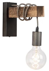 Lampă de perete industrială neagră cu lemn - Gallow