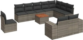 vidaXL Set canapele de grădină cu perne, 11 piese, gri, poliratan