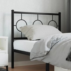vidaXL Tăblie de pat metalică, negru, 90 cm