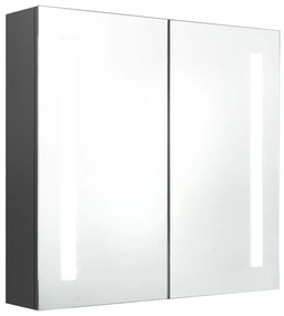 Dulap de baie cu oglinda si LED, gri, 62x14x60 cm Gri, 62 x 14 x 60 cm