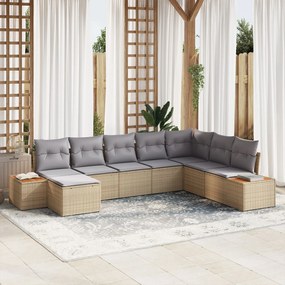 vidaXL Set de canapele pentru grădină cu pernă 8 pcs Bej Rattan poli