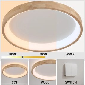 Brilagi-LED Plafonieră LED FALCON WOOD, 60W, 230V, 3000/4000/6000K, 80 cm, lemn