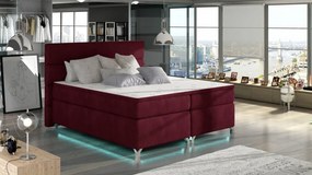 Pat tapitat boxspring, cu spatiu pentru depozitare, echipat cu LED, 140X200 cm, Amadeo, Eltap (Culoare: Roz)