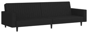 Canapea extensibila cu taburet, 2 locuri, negru, catifea Negru, Cu scaunel pentru picioare