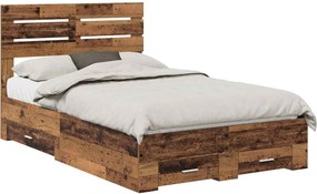 vidaXL Cadru de pat cu sertar cu headboard cu depozitare Lemn compozit