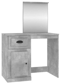 816764 vidaXL Masă de toaletă cu oglindă, gri beton, 90x50x132,5 cm, lemn