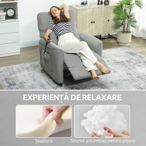 HOMCOM Fotoliu Relaxant Electric cu Masaj și Încălzire, Silențios, Reclinabil 150° în Cinilie cu Pernă, Funcție de Memorare, 2 Telecomenzi, Suport pentru Picioare, Pentru Living sau Birou, Gri Închis | Aosom Romania