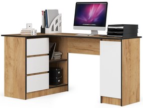 Masă PC de colț Bevin (Stejar craft + Alb) (S). 1070975