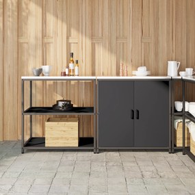 vidaXL Set de depozitare pentru bucătărie 2 pcs Negru 180 x 50 x 92 cm