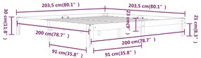 Cadru de pat, negru, 200x200 cm, lemn masiv de pin Negru, 200 x 200 cm