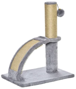 PawHut Copac de Zgâriat pentru Pisici cu Arc de Masaj și Minge Suspendată, 34x24x43 cm, Gri | Aosom Romania