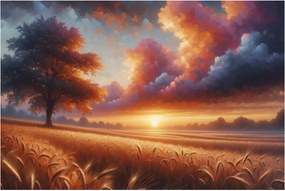 Tablou – Apus de soare pe câmp (90x60 cm)
