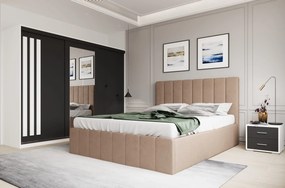 Set dormitor Prado Bej cu dulap Paris Alb/Gri