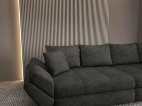 Canapea extensibilă dumonde cu ladă de depozitare si sezut confortabil din spuma high-density, Loana Enjoy Negru 300x100 cm