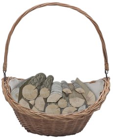 vidaXL Coș pentru lemne de foc cu mâner, maro, 61,5x46,5x52 cm salcie