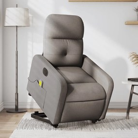 vidaXL Fotoliu electric masaj rabatabil cu ridicare, gri taupe, textil